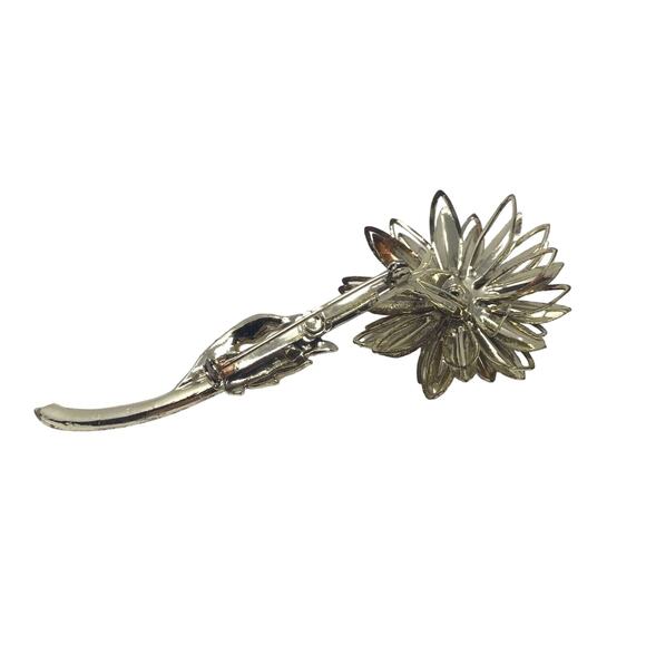 Chrysanthemum Mum Gold Tone Floral Brooch Vintage - Picture 4 of 4